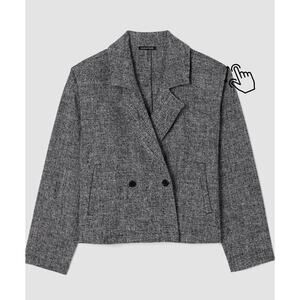 Eileen Fisher Tweed Boxy Blazer Black White Small Career Office
